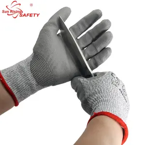 SRSAFETY HPPE וglassfiber אוניית PU מצופה ANSI A3 לחתוך עמיד עבודה כפפה