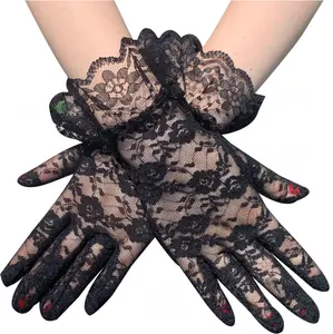 <span class=keywords><strong>Gants</strong></span> de mariée respirants en <span class=keywords><strong>dentelle</strong></span> florale pour femmes, longueur poignet, protection solaire (Polyester/<span class=keywords><strong>Dentelle</strong></span>) pour mariages et dîners - Product Image 1