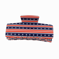 Pince à cheveux carrée solide de 10 cm en PVC avec drapeau du Jour de l'Indépendance pour femmes et filles, accessoire capillaire pour fêtes, vacances et coiffures quotidiennes
