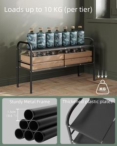 Étagère extensible pour rangement de chaussures en métal, simple, à 2 niveaux, pour cuisine et salle de bain - Product Image 3