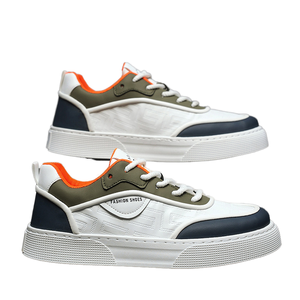 Factory Wholesale Soft Spring <b>White</b> Green Orange Sneakers-Microfiber Leather & PU Upper Cotton Lining <b>Casual</b> <b>Shoes</b> <b>for</b> <b>Men</b> - Product Image 1