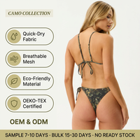 Ensemble bikini triangle sexy camouflage 2026 pour femme, maillot de bain deux pièces imprimé camouflage avec liens ajustables sur les côtés, marque privée