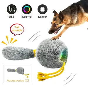 자동 Led 공 개 장난감 씹는 인터랙티브 튀는 롤링 전기 삐걱 거리는 플러시 지능 스마트 애완 동물 장난감 Usb 충전식