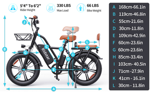 Asiento de Seguridad Infantil de Alta Calidad para Bicicleta con Respaldo, Bicicleta Eléctrica para Adultos con Neumáticos Anchos de Largo Alcance, 15 Ah, 1000 W, 330 LBS, FM-001 - Product Image 6