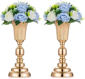 วัสดุเหล็กโต๊ะแต่งงาน Centerpieces ผู้ถือดอกไม้ยืนแจกันดอกไม้พร้อมขาตั้งโลหะแจกันตกแต่งงานแต่งงาน