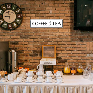 Panneau métallique long simple avec bordure blanche <span class=keywords><strong>et</strong></span> noire, texte café <span class=keywords><strong>et</strong></span> thé, décoration murale pour cuisine <span class=keywords><strong>et</strong></span> café - Product Image 3