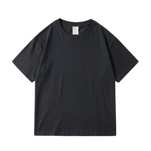 Camiseta de hombre de verano transpirable, suave al tacto, negra, de corte holgado, TKAN36Z, premium, lisa, para pedidos al por mayor. - Product Image 1