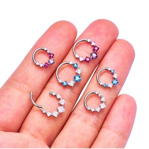 <span class=keywords><strong>Piercing</strong></span> de <span class=keywords><strong>Aro</strong></span> para Septum y Nariz de Titanio G23 16G, Joyería para <span class=keywords><strong>Mujer</strong></span>, Pendiente de Oro con Circonita Cúbica (CZ) para Hélice, Daith, Tragus, Cartílago, Concha - Product Image 5
