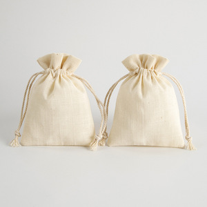 Bamboo Joint Cotton <b>Drawstring</b> Bags 8x10cm 15x20cm Jewelry Packaging <b>Bracelet</b> Bangle Storage Rectangular Original Color Fabric - Product Image 4