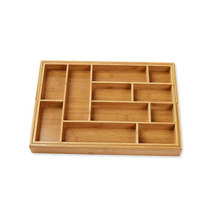 Boîte de rangement pour couverts en bois, rectangulaire, 4 compartiments, dessus ouvert, pour ustensiles de cuisine, organisation de la maison - Product Image 3