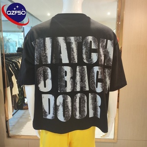 QZFSO alta calidad 100% algodón 240G estampado lavado gota hombro peso pesado Hip Hop de gran tamaño personalizado Unisex hombres camisetas gráficas - Product Image 2