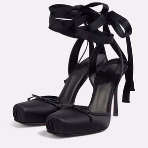 Unique Stilettos Silk Sandalias- Platform Party Shoes Sexy 2025 Thin <strong>Heel</strong> <strong>Lace</strong> <strong>up</strong> <strong>Heels</strong> for Women - Product Image 1