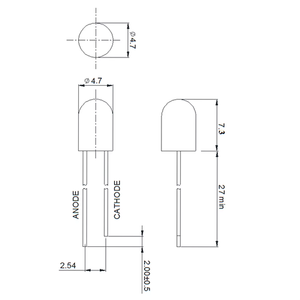 낮은 빛 붕괴 F4.7 블루 렌즈 25deg 긴 다리 4.7mm 원형 딥 스루 홀 에폭시 수지 940nm 적외선 LED - Product Image 2