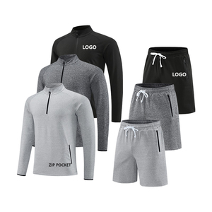 Vêtements <span class=keywords><strong>de</strong></span> sport pour hommes, <span class=keywords><strong>ensemble</strong></span> <span class=keywords><strong>de</strong></span> 2 pièces, t-shirt à manches longues zippé pour la salle <span class=keywords><strong>de</strong></span> sport, short <span class=keywords><strong>de</strong></span> sport, sweat à capuche, <span class=keywords><strong>tenue</strong></span> <span class=keywords><strong>de</strong></span> jogging - Product Image 5