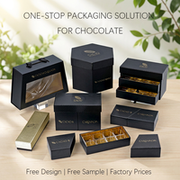 Boîte d'emballage de chocolat personnalisée en carton rigide noir mat de luxe avec plateau intérieur en plastique pour l'emballage de cadeaux sucrés