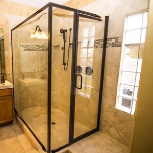 Salle de bain salle de <span class=keywords><strong>douche</strong></span> <span class=keywords><strong>douche</strong></span> décorative en verre porte coulissante verre plat incurvé trempé cloison de séparation pour <span class=keywords><strong>douche</strong></span> coulissante en verre - Product Image 6
