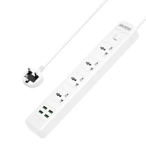 3M Cable 4 way universal standard switch Outlet Extension Power Socket with 4 Usb C Surge Protector Power Strip