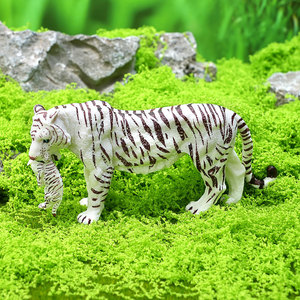 Modèles de faune sauvage simulée transfrontaliers, en PVC rouge et blanc, tigre adulte femelle portant son jeune, éducatif, maternité, cognition - Product Image 1