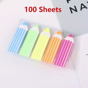 Fluorescent PET Plastic Self-Adhesive Sticky Note <b>Memo</b> <b>Pads</b> Pencil Shape for Easy Organization - Product Image 3