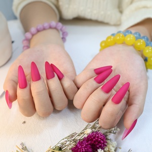 Nuevo diseño, 10 Uds., <span class=keywords><strong>Uñas</strong></span> postizas de almendra largas reutilizables, Color de fruta de dragón, prensa <span class=keywords><strong>mate</strong></span> en las <span class=keywords><strong>uñas</strong></span> para niñas - Product Image 4