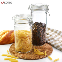 Pot de rangement en verre de cuisine, bocaux de rangement en verre transparent borosilicate hermétiques