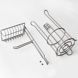 Porte-papier toilette sur pied double fonction en fer noir avec étagère de rangement à niveaux pour salle de bain - Product Image 3