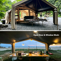 Tenda Atap Tiup Kapas Hijau 8+8m Empat Musim untuk Berkemah di Luar Ruangan, Tahan Air dengan Lem Hitam, untuk Berkemah Keluarga dan Glamping