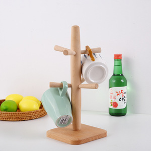 ที่วางแก้วไม้เนื้อแข็ง ไม้บีช ขนาดกลาง พร้อมที่ระบายน้ำและฐานวาง - Product Image 1