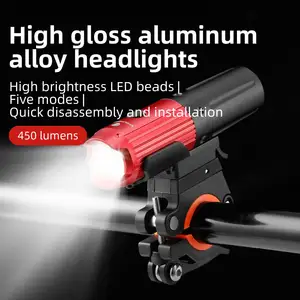 Mountain bike Front Light Aluminum Type-C 450 Lumen 2600mAh 7W Waterproof IPX4