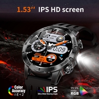 Montre connectée AK92 avec lampe torche extérieure, écran 1,53'', batterie 800 mAh, étanche, montre de sport, Reloj Inteligente, tracker de santé pour hommes