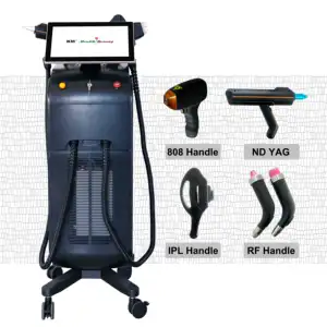 KM Neue 4 in1 Beauty-Ausrüstung mit Haaren tfernungs diodenlaser & nd yag & ipl & rf Tattoo entfernung Haut verjüngung zum Salon preis