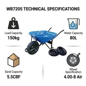 <span class=keywords><strong>Brouette</strong></span> de chantier robuste WB7205, capacité de charge 150 kg, bac en acier 80 L, avec <span class=keywords><strong>roue</strong></span> pneumatique 4.00-8 pour béton et sable - Product Image 4