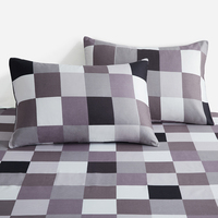 Ensemble de literie moderne en microfibre à motif quadrillé quatre couleurs, 3 pièces, taille king, housse de couette et 2 taies d'oreiller imprimées, 100% polyester, pour la maison