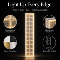 Paravent en verre lumineux LED personnalisé avec cadre métallique rétroéclairé pour hall d'hôtel ou bureau
