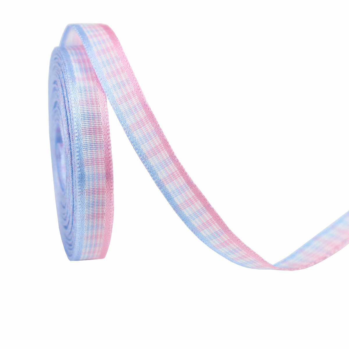 Plaid-rose et bleu-1 cm * 10 m