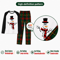 Ensemble de pyjamas de Noël personnalisés blancs à manches raglan avec motif bonhomme de neige pour toute la famille, en polyester, pour hommes, femmes et enfants, livraison directe, POD, MOQ 1 pièce