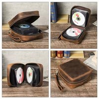 Cuir Crazy Horse personnalisé pour sac CD Boîte de rangement DVD 56 disques pour voyage VCD