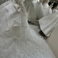 DW0028 Offre Spéciale robes de mariée brodées de luxe robe de bal moderne à manches longues en dentelle élégante pour appliques de cristal de mariée