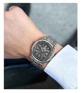 목걸이+시계+팔찌 힙합 럭셔리 스테인리스 스틸 임페리얼 링크 체인 골드 시계 남성용 주얼리 시계 세트 6090 - Product Image 6