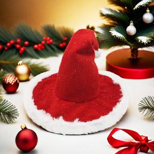 Chapeau de Noël Luling Yaoyao en velours rouge, style Père Noël, brodé, pour les fêtes - Product Image 4