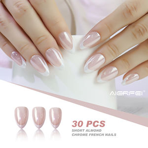 AIERFEI 30 pièces miroir <span class=keywords><strong>Chrome</strong></span> français Gel vernis à <span class=keywords><strong>ongles</strong></span> conseils court amande brillant presse sur les <span class=keywords><strong>ongles</strong></span> en gros nu <span class=keywords><strong>faux</strong></span> <span class=keywords><strong>ongles</strong></span> - Product Image 6