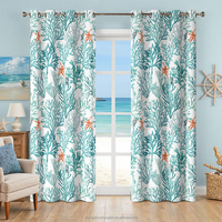 Cortinas de Playa con Diseño Náutico y Oceánico, Térmicas, Opacas, con Ojales, Estampado de Coral, para Sala de Estar