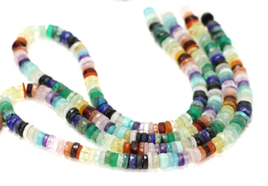 Proveedores Mayoristas RADHIKA GEMS 'N' BEADS, Cuentas Heishi Facetadas de Piedras Preciosas Multicolores, Hilo de 15 Pulgadas, para la Fabricación de Joyería, Origen India - Product Image 4