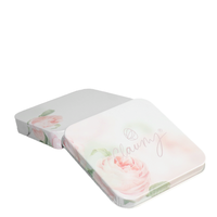 Boîte carrée en fer blanc à imprimé floral de luxe, étui métallique élégant pour emballage de produits de soin et de parfums solides, faible MOQ