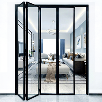 Porte pliante en aluminium, portes coulissantes pliables et étanches pour salon, balcon, cloison, entrée étroite, alliage d'aluminium