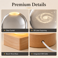 Boule de cristal gravée au laser 3D personnalisée avec base en bois carrée, lumière LED multicolore, cadeau personnalisé, décoration