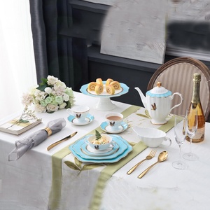 Plato de postre decorativo elegante, juego de platos de postre florales dorados, para boda, venta al por mayor - Product Image 4