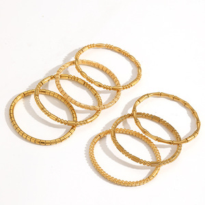 Geometric Bamboo Joint Stainless Steel <b>Bracelet</b> 18k Gold Plated Titanium Steel Women's Fashion <b>Bangle</b> - Product Image 3