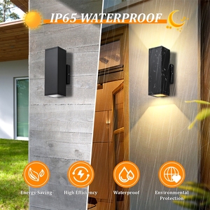 Đèn gắn tường ngoài trời tích hợp LED chiếu sáng lên xuống, bán chạy, hình vuông, 12W, 2700K, IP65, trang trí - Product Image 2