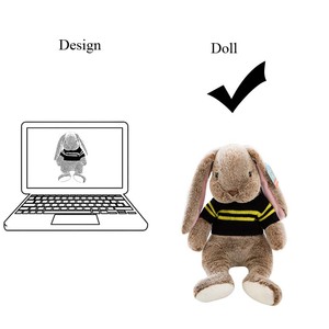 Quantité minimale de commande bas personnalisé enfants nom brodé <span class=keywords><strong>lapin</strong></span> <span class=keywords><strong>lapin</strong></span> en peluche pull peluches pour le soulagement du Stress PP coton remplissage maille doublure - Product Image 1
